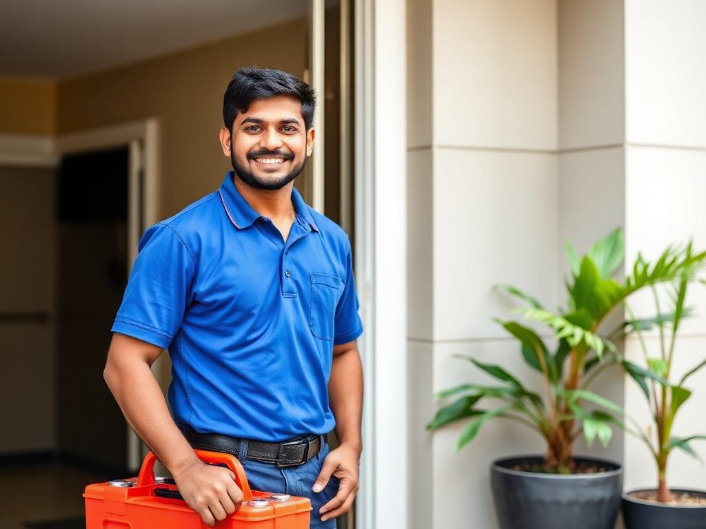 Technician arriving at customer's doorstep in Bengaluru